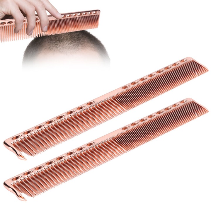Set 2 piepteni coafura inox aur roz, usori, ergonomici