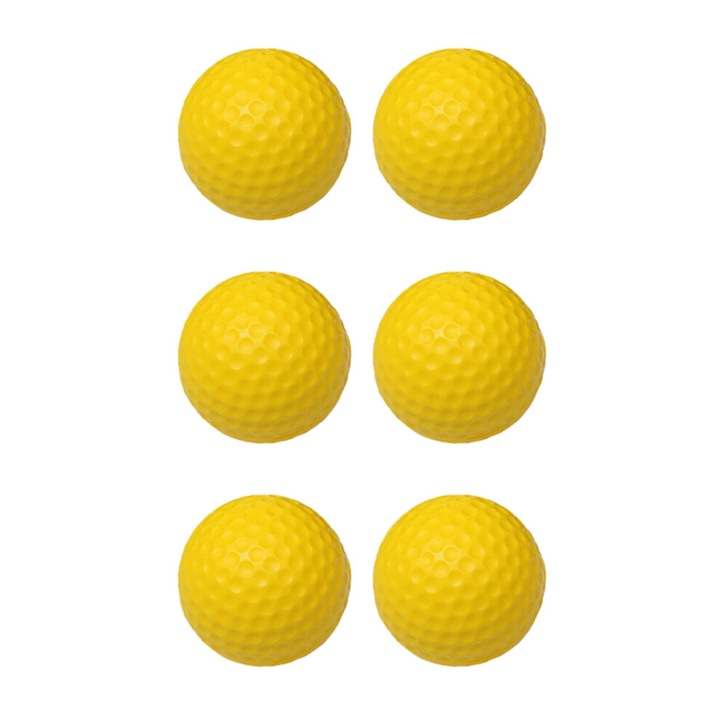 Golf edzőlabda, PU egyrétegű, puha, aerodinamikus HEX kialakítás a stabil repüléshez és nagy távolsághoz, sárga, 12 db, 42.6 mm