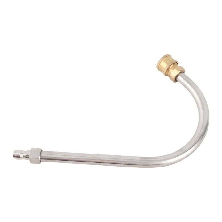 Tija extensie din otel inoxidabil si alama, curba 45 grade, conexiune rapida 1/4, compatibila cu spalatoare presiune, 4000 PSI