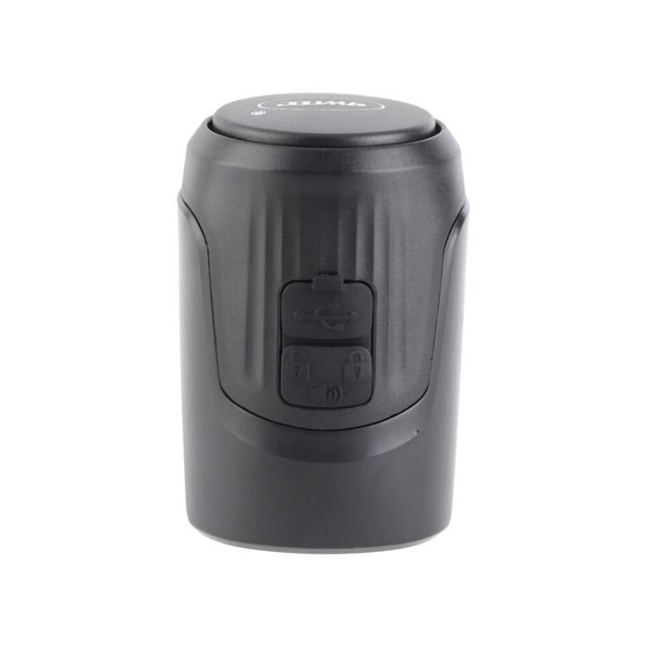 Claxon/sonerie electrica pentru bicicleta 125dB, cu baterie reincarcabila si alarma antifurt, rezistent la apa din abs si pc, negru, 60x38mm