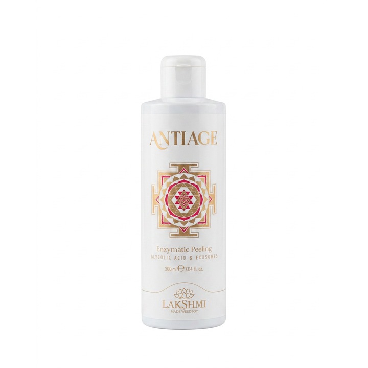 Peeling enzimatic anti age cu acid glicolic si exosomi 200 ml Lakshmi eco bio, exfoliere profesionala, iluminare, regenerare, ten uniform