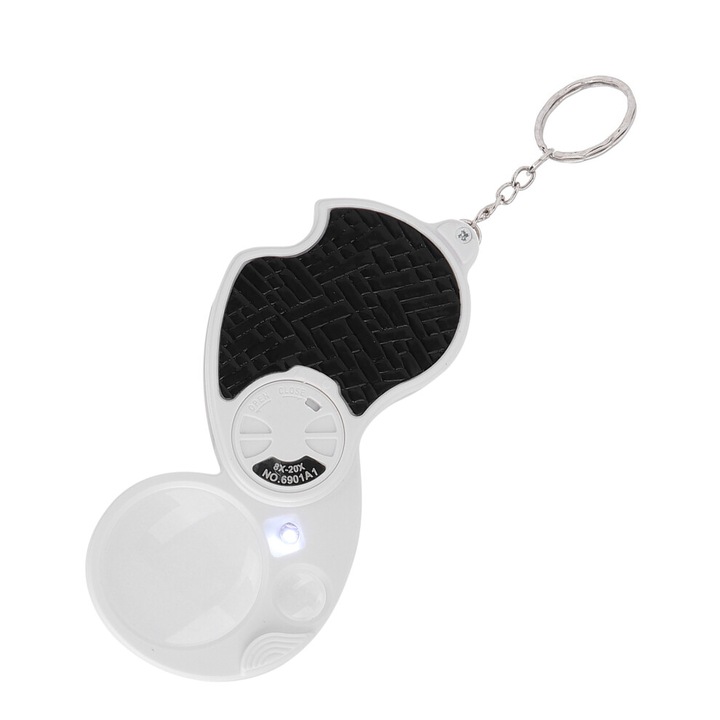 Lupa pliabila de buzunar 8x 20x cu lumina negru ergonomic compact