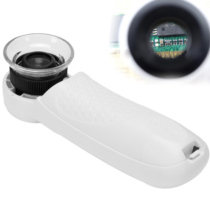 Lupa portabila cu LED, 45X, plastic, negru, 15x5cm