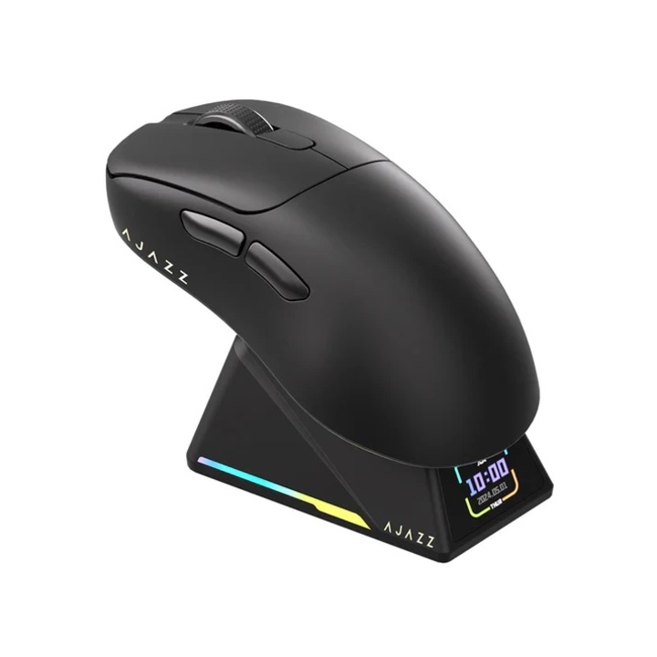 Ajazz геймърска мишка AJ179 APEX - Wireless Gaming Mouse - 8K, Magnetic Charging Dock, Black