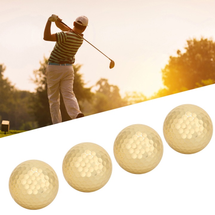 Golf labda, dupla aranyozott műanyag edzőlabda, 392 lyuk, tartós edzéshez, arany, 42.6 mm
