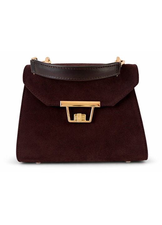Barna velúr mini crossbody táska – elegáns, kompakt design, Zea Borse