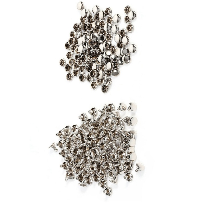 Ezüst színű dupla szegecs 8x8mm, 100 db-os szett