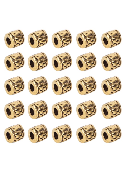 Set margele/inele pentru par si barba din aliaj cu model runic – 50 bucati, auriu