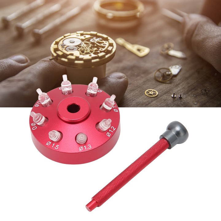 Set scule presare ace ceas, otel aliaj, rosu, 8 dimensiuni capete