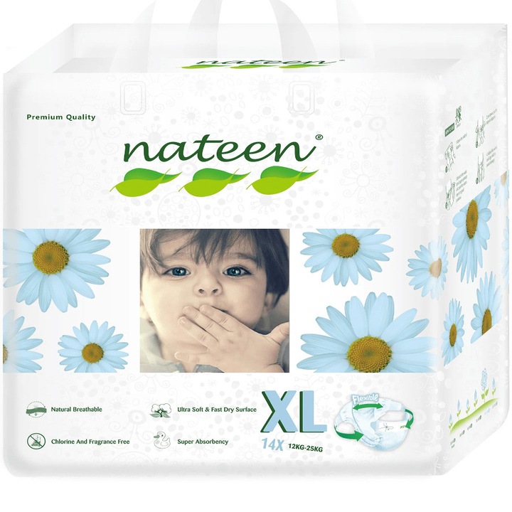 Scutece eco-friendly Nateen Nr.5 12-25 kg. 14 buc