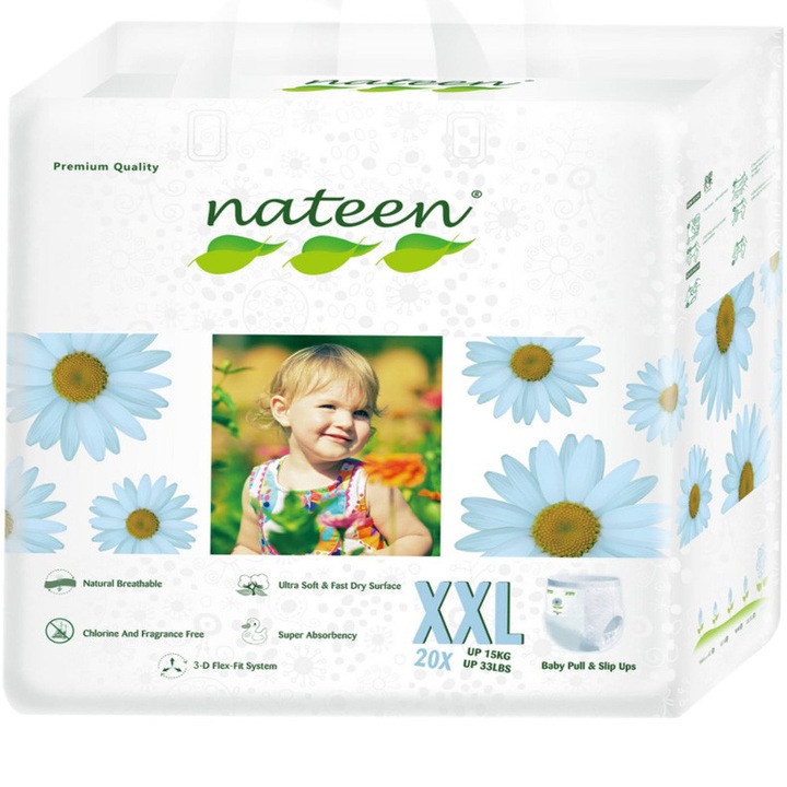 Scutece pants eco-friendly Nateen Nr.6. 12-25 kg. 20 buc