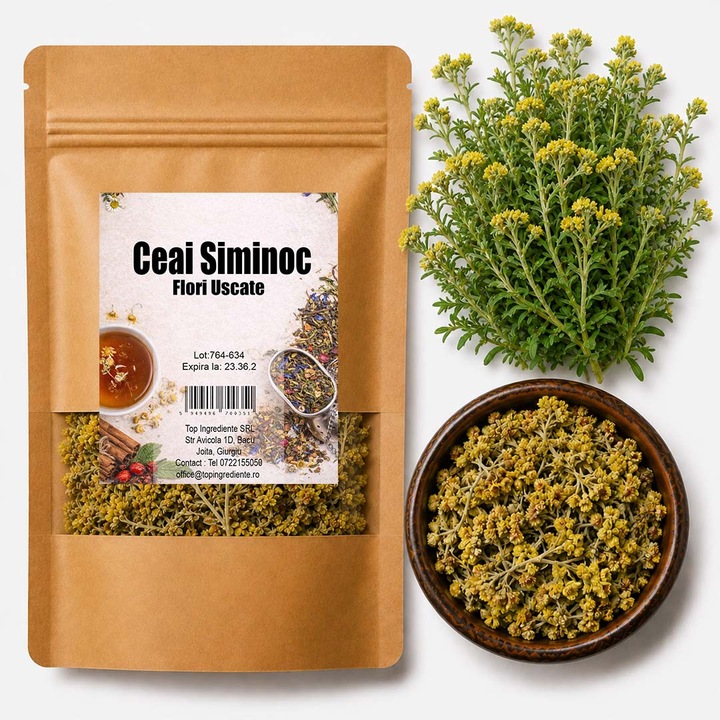 Ceai din flori de Siminoc, TOP INGREDIENTE, 50g, susține digestia și funcția biliară