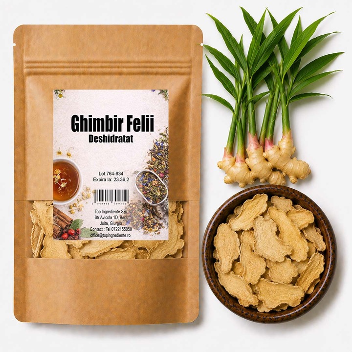 Ceai de Ghimbir, TOP INGREDIENTE, 150g, felii de ghimbir uscat