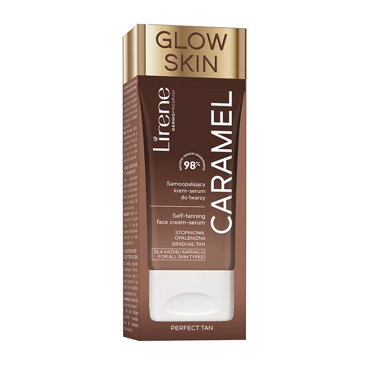 Crema-ser autobronzant facial CARAMEL GLOW, 50ml - Lirene Perfect Tan