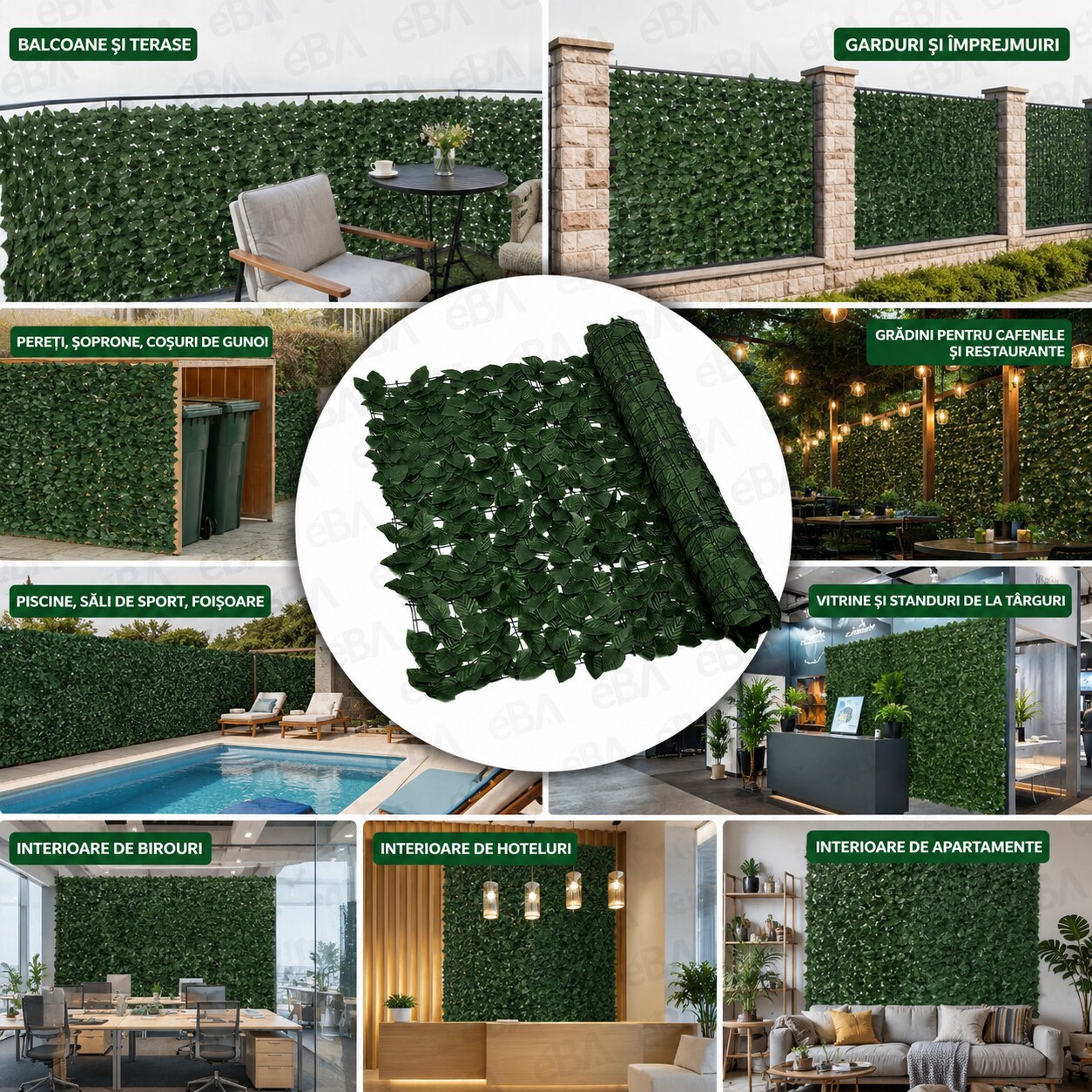 Panou Gard Artificial Extensibil Cu Frunze Verzi 100x300 Cm Protectie Panou Gard Artificial Extensibil Cu Frunze Verzi 100x300 Cm Protectie