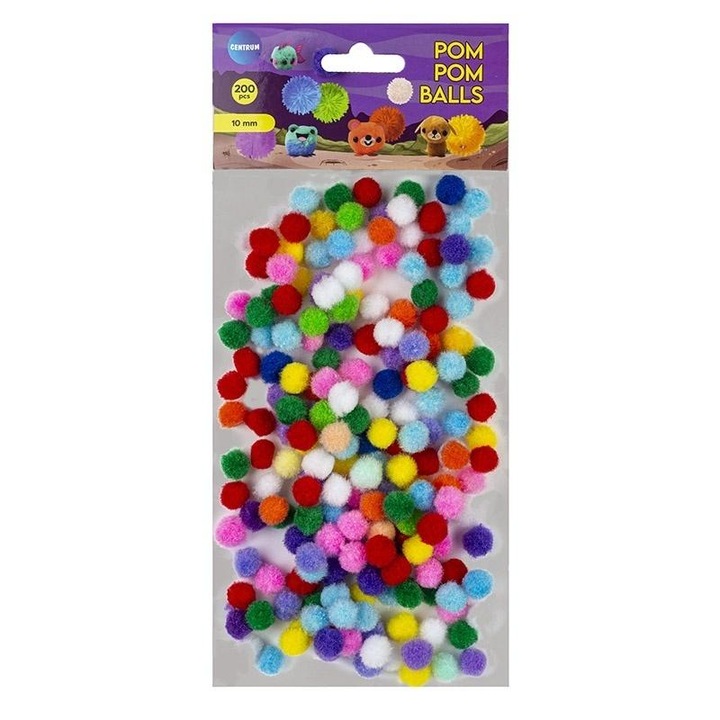 Pompoane creative Centrum set 200 buc multicolor 10mm
