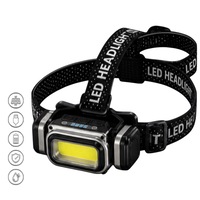Lanterna de cap, LED, Reincarcabila, USB, IP55, Magnet Puternic, Afisaj Nivel Baterie, Unghi Reglabil 60°, 180° Pliabil, BOGVAL