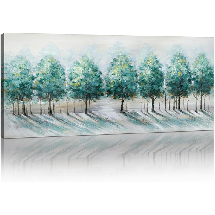 Vászonkép, Fireminart, absztrakt fa virágokkal, 120 cm x 50 cm, azonnal felakasztható, kiváló minőségű művészi nyomat, természetes tömör fa, háromdimenziós hatás, prémium minőség, masszív szerkezet, univerzális design, többszínű, a készlet tartalma: