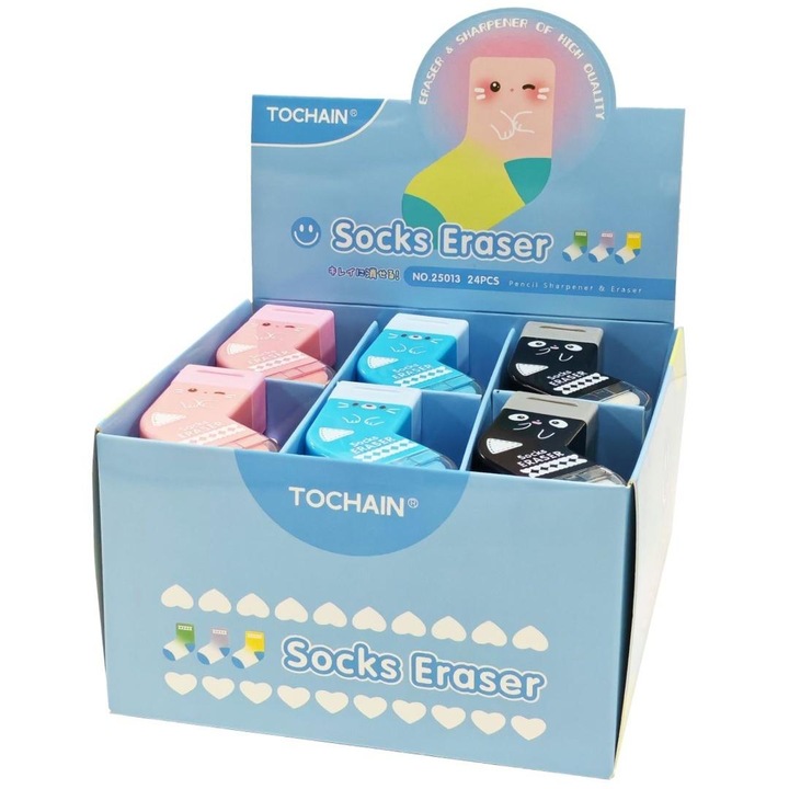 Tochain 2in1 több színű hegyező és radír