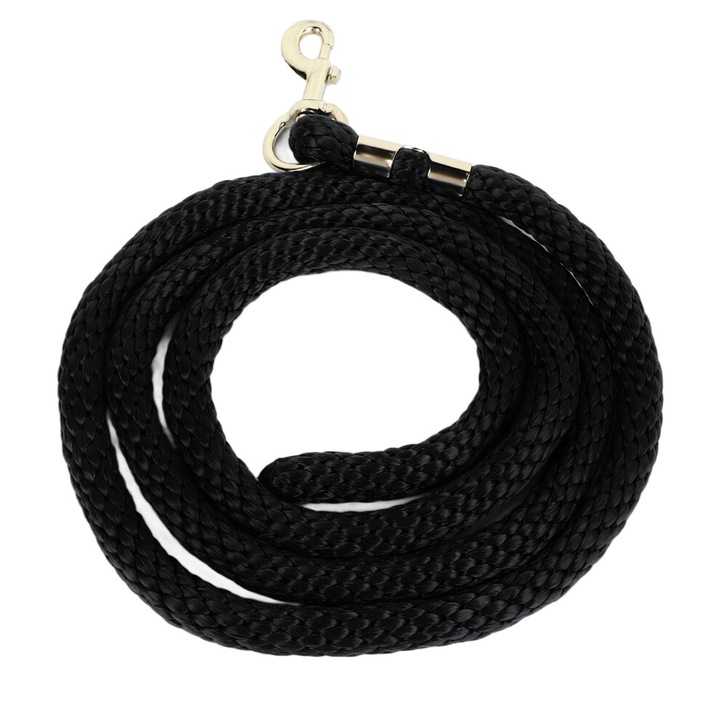 Lesa de lonjare pentru cai, corda de dresaj groasa, de mare rezistenta cu carlig metalic, negru, 2 m (6.6 ft)