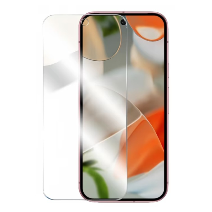 Folie sticla MatTech, compatibila cu Google Pixel 8A 5G Case Friendly, Grosime de 0.33mm, Duritate 9H, Anti-Fingerprint, Margini Rotunjite, Transparent