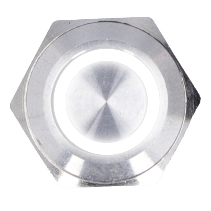 Set 5 intrerupatoare metalice momentane 16mm cu LED alb 3-6V impermeabile