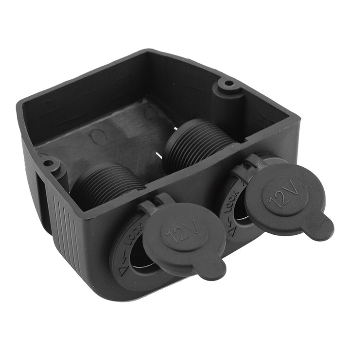 Priza dubla bricheta auto barca 12V 24V montaj suprafata