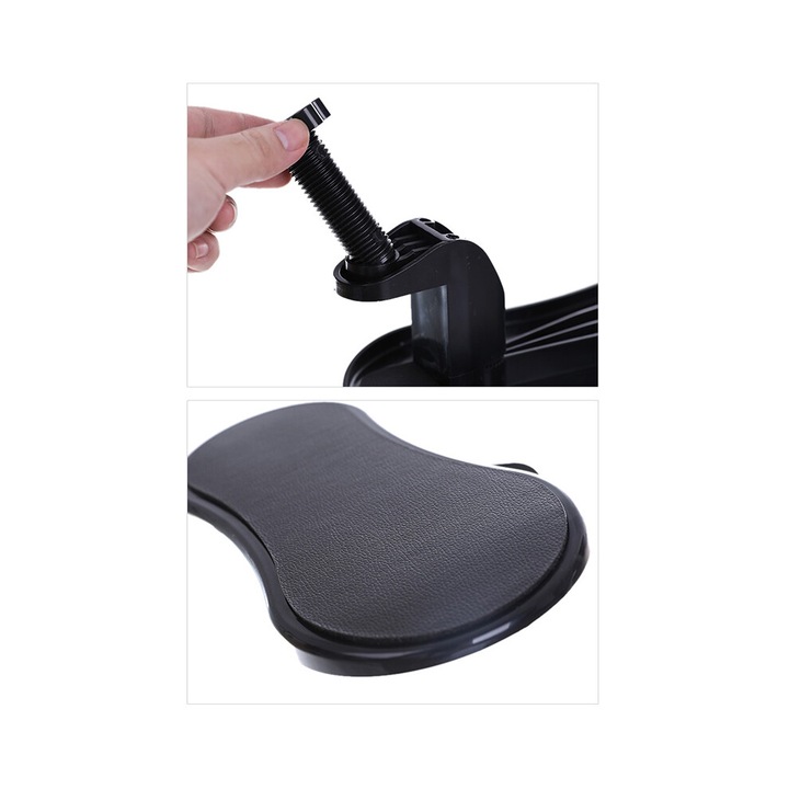 Suport brat pentru birou, perna de sprijin rotativa, antiderapant, din ABS si silicon, cu clema de prindere, negru, 1 buc