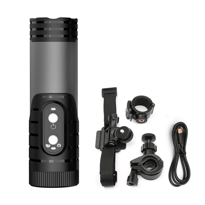 Мини спортна/екшън камера 1080P HD WiFi, 120° широк ъгъл, IP66 водоустойчива, Type-C зареждане, 1600mAh, черна, 106x30.5мм