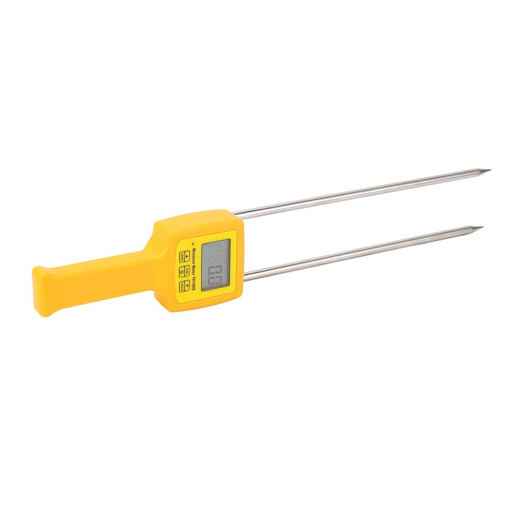Tester umiditate fan portabil, precizie 0.5%, afisaj LCD iluminat, 5-35% umiditate