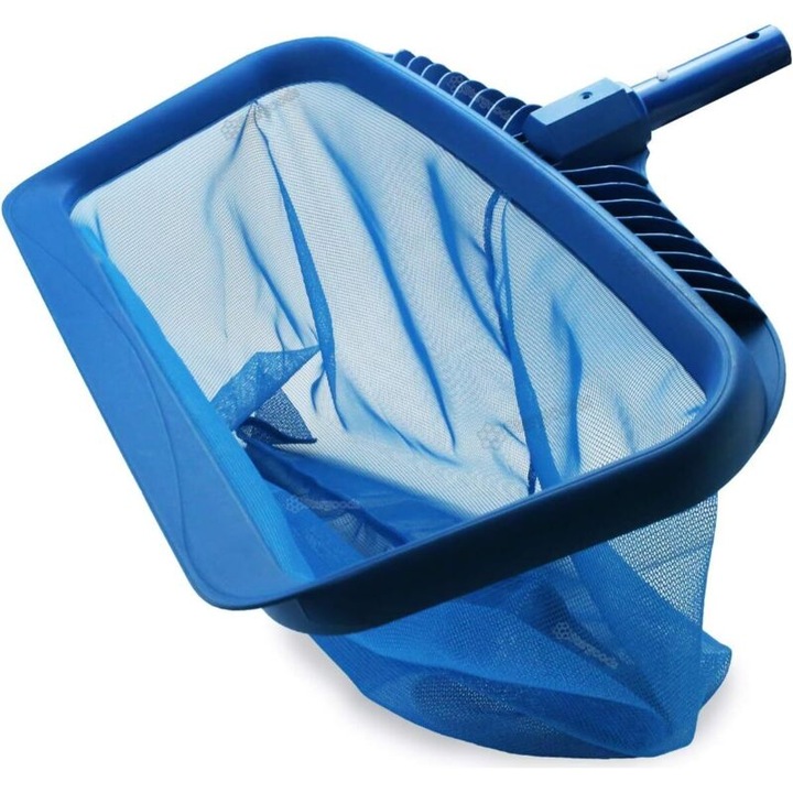 Skimmer piscina Pool Skimmer, plasa fina pentru frunze si particule, cadru rezistent din plastic, compatibil cu tija telescopica, albastru robin egg, 45 cm