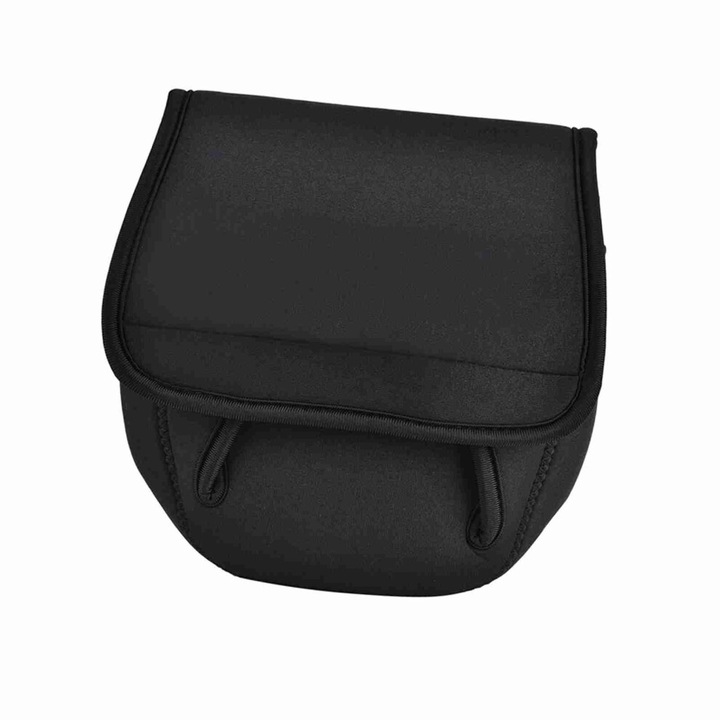 Husa pentru mulineta spinning din SBR, impermeabila, cu velcro reglabil si protectie antisoc, Negru, L