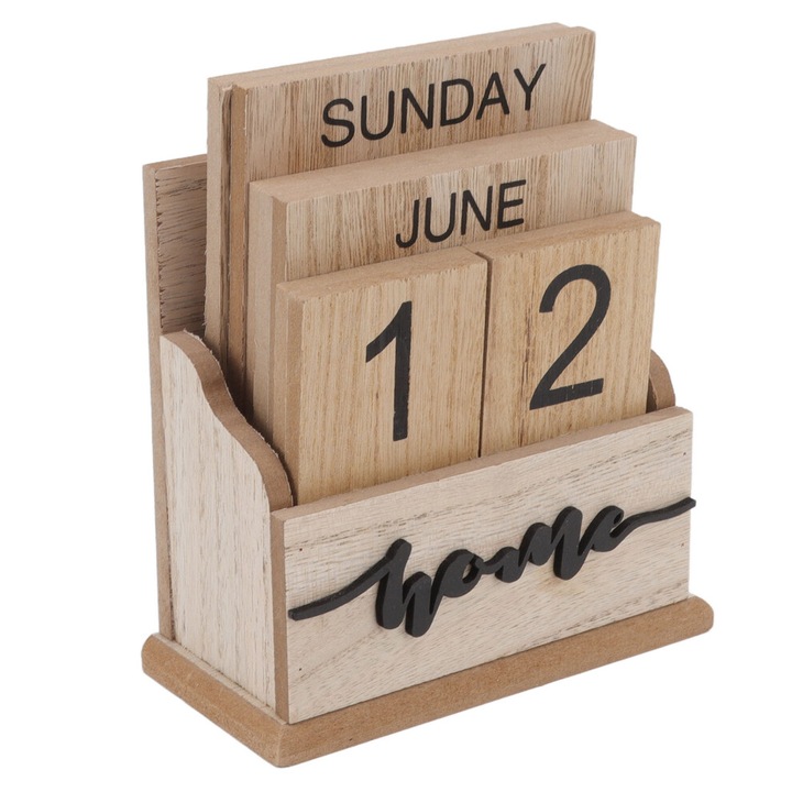 Calendar birou lemn retro reutilizabil 30x12cm