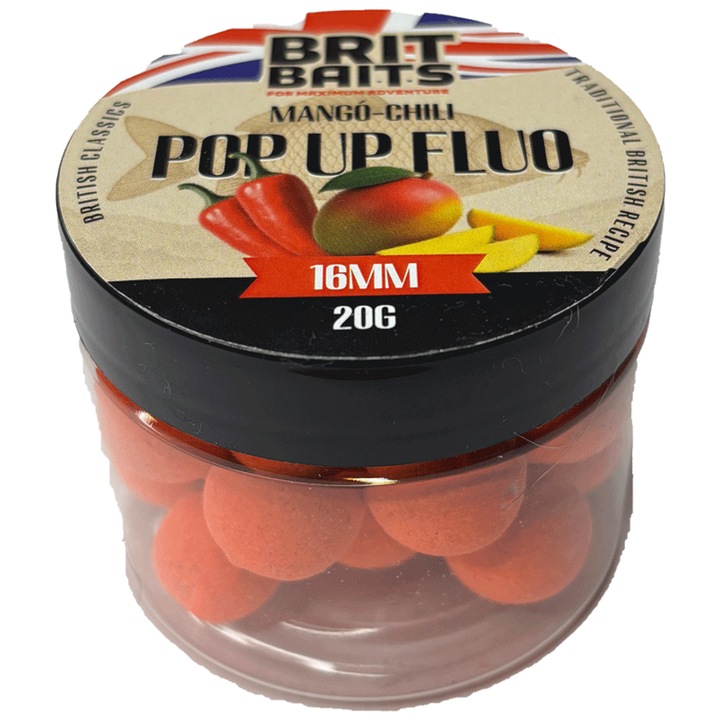 BritBaits Pop Up флуо Манго-Чили 16 мм