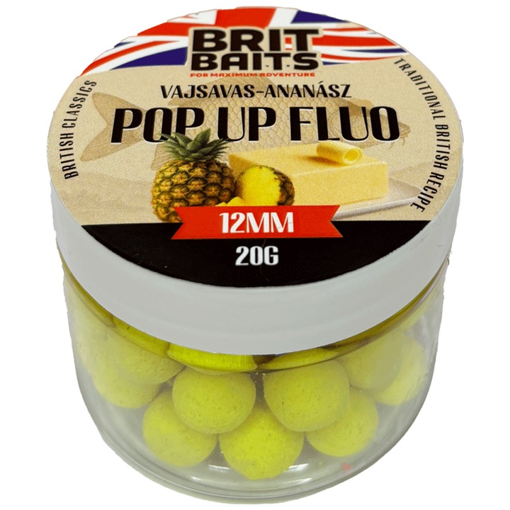 BritBaits Pop Up флуо Вайсвас-Ананас 12 мм