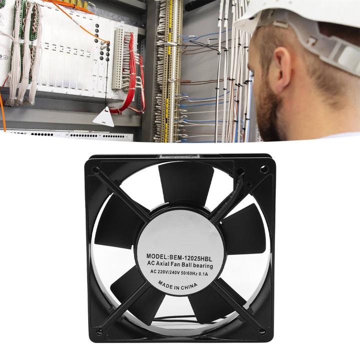 Axiális ventilátor 120mm, alumínium, dupla csapágyazás, 50000h, fekete
