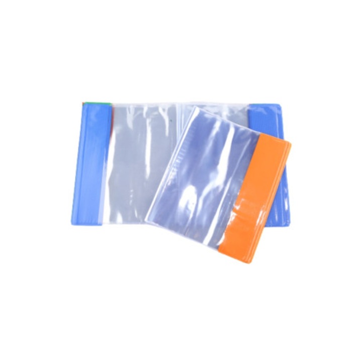 Set 25 coperti transparente pentru agenda si caiete, 350x210 mm, 90 microni, protectii PVC colorate