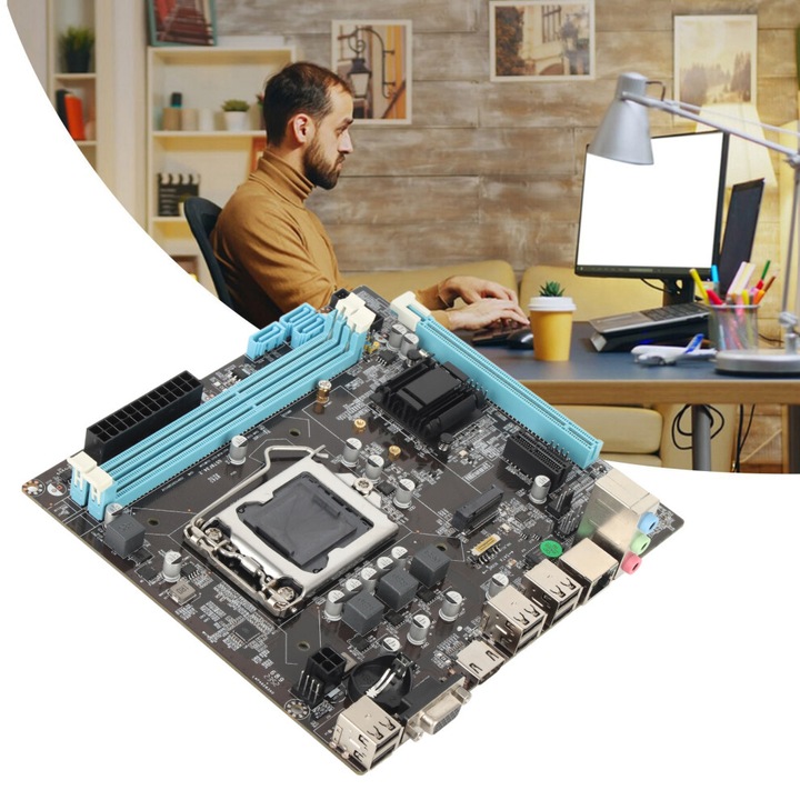 Дънна платка / Motherboard H61 ITX Mining, LGA 1155, Dual Channel DDR3 16GB, M.2 NVMe, VGA, WiFi, Черна