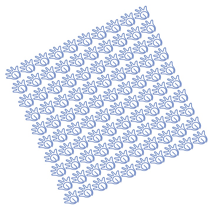 Кламери за хартия (paper clips) с форма на длан, метални, с антикорозионно покритие, многократни, син, 100 бр.