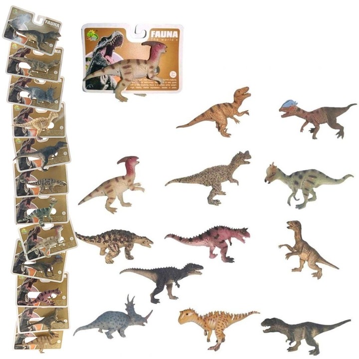 Trifox MIX dinoszaurusz figura készlet, vinil játékok, gyűjthető doboz ablakkal, licencelt, többszínű, 12 db