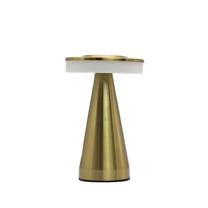 LED érintőlámpa, USB-C újratölthető, érintésvezérlés, magas szárú design, réz színű