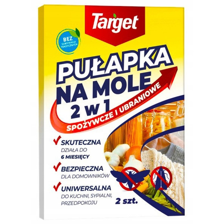 Capcana Adeziva Cu Feromoni Impotriva Moliilor De Alimente Si Haine 2In1, Target, 2 Buc, Protectie Eficienta Fara Miros Pana La 6 Luni, Repelent Ecologic Sigur Pentru Bucatarie Dulapuri Camara, Momeala Monitorizare Insecte Zburatoare
