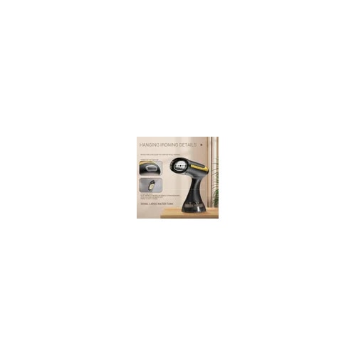 Aburitor vertical portabil, steamer 1500W, incalzire rapida 20s, rezervor 350ml, multifunctional pentru dezinfectie si indepartare praf, negru/auriu