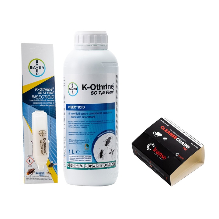 K-OTHRINE SC7.5 FLOW 1L + K-OTHRINE SC7.5 FLOW 25ml + 3 placi adezive CleanseGuard PRO