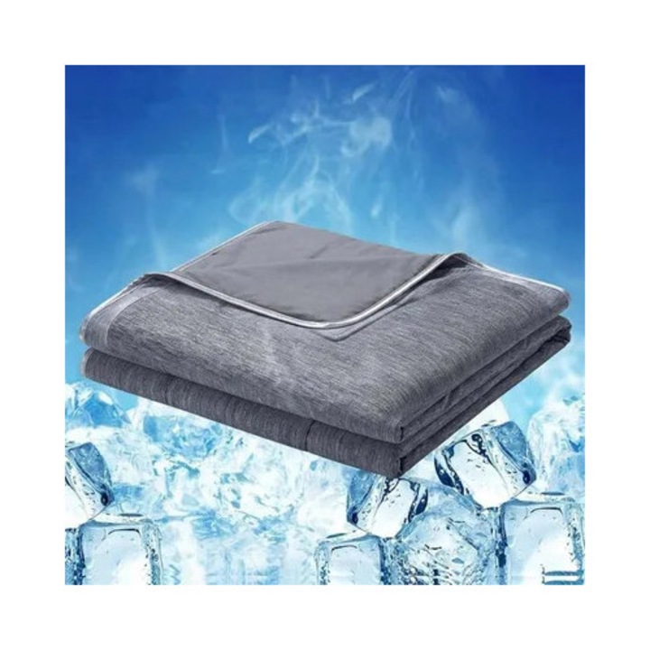 Patura racoritoare de vara, cuvertura Arc-Chill 3.0, dublu fata, respirabila, lavabila la masina, gri inchis, 200x150 cm