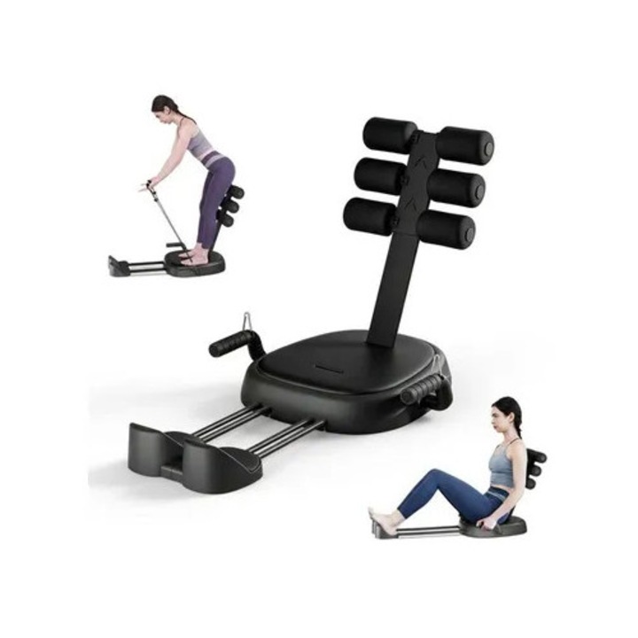 Aparat multifunctional pentru abdomene, negru, 130kg, ergonomic