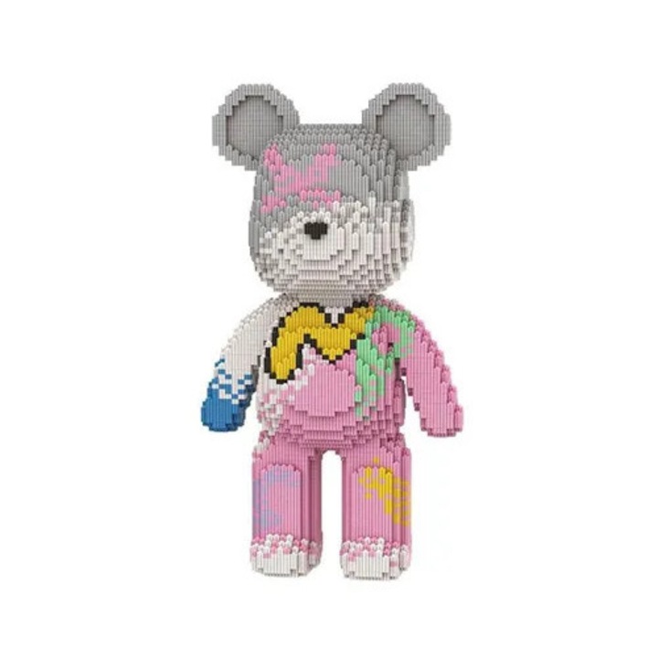 Mikroblokk figura Medve 43cm, mikroelemek gyűjtéshez, nem mérgező anyagok, többszínű, 5750 darab