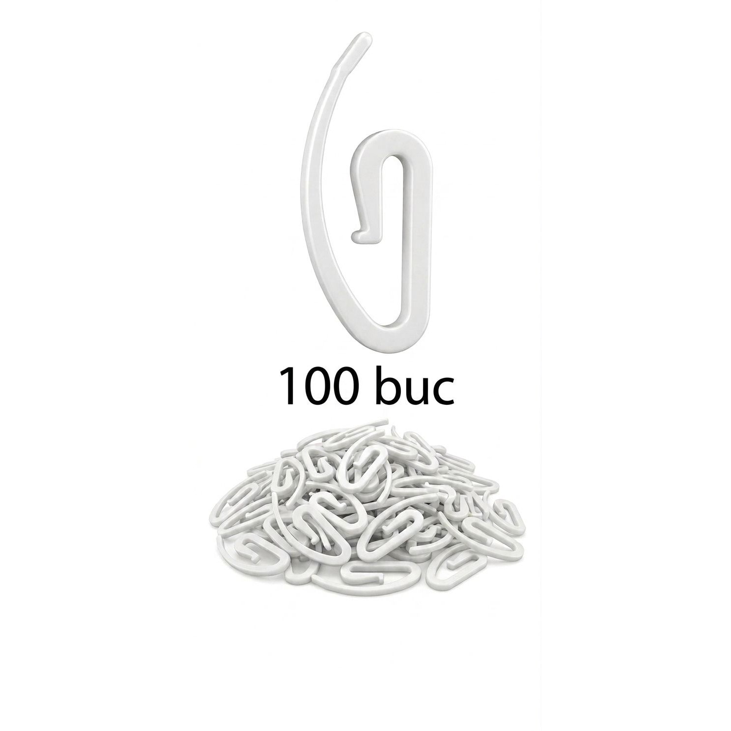 Set 100 bucati Carlige Tip Banana / Agrafa (Calareti) pentru Perdea si ...
