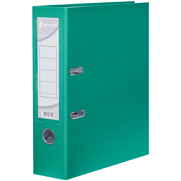 Biblioraft verde mecanism metalic 75 mm A4 Okerman