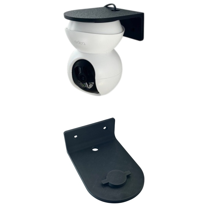 Suport Perete si Tavan compatibil cu TP-Link Tapo C200, C210, C220, C225, Sistem Fixare Camera Supraveghere, Negru, Plastic